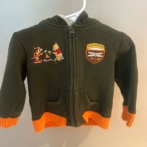 Camp Pooh Bear Kids Hoodie - Green and Orange